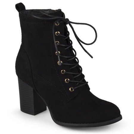 Brinley Co. - Brinley Co. Women's Lace-Up Faux Suede Booties with Stacked Heel - Walmart.com - Walmart.com