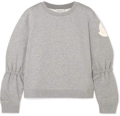 Appliquéd Cotton-blend Jersey Sweatshirt - Gray