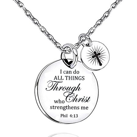 Amazon.com: UOIPENGYI I Can Do All Things Through Christ Who Strengthens Me Philippians 4:13 Christian Pendant Necklace for Young Girls & Teens(Philippians 4:13): Clothing