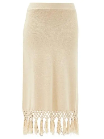 JOOSTRICOT  Macramé-Hem Knitted Linen-Blend Skirt - Light Beige