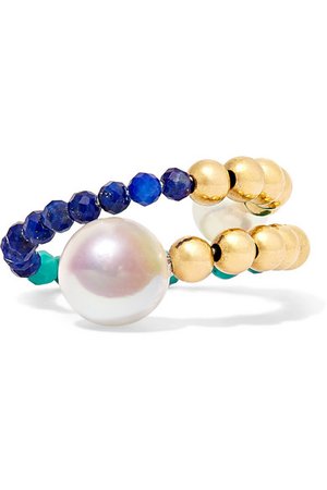 Lucy Folk | Ettore Blues gold multi-stone ring | NET-A-PORTER.COM