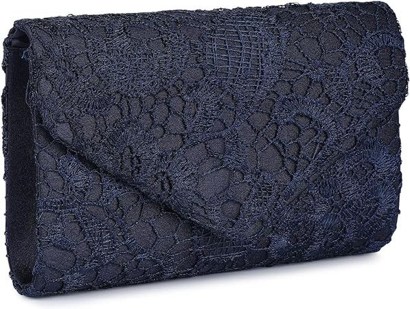 UBORSE Clutch Purse Evening Bag for Women Elegant Floral Lace Envelope Wedding Party Clutch Handbag Navy Blue: Handbags: Amazon.com