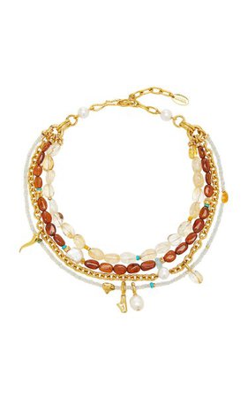 Chroma Beaded Multi-Stone Gold-Plated Necklace By Lizzie Fortunato | Moda Operandi