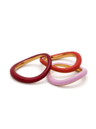 Shop orange & pink Charlotte Chesnais tricolour wave ring set with Express Delivery - Farfetch