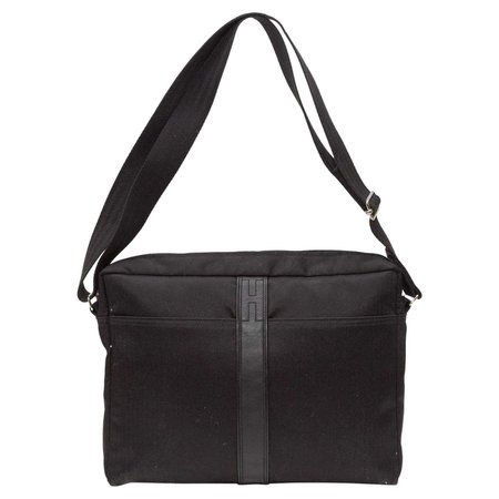 Hermes Black Acapulco Nylon Shoulder Bag For Sale at 1stDibs