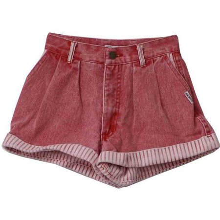 red denim shorts
