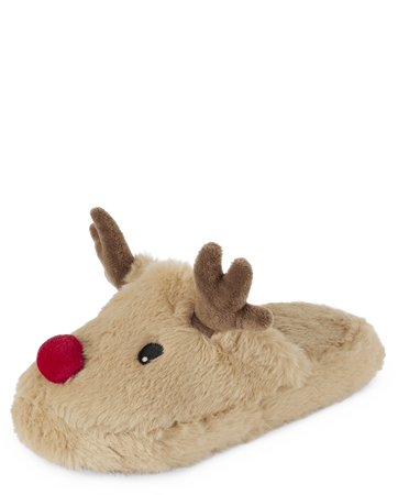 Unisex Kids Matching Family Christmas Reindeer Slippers