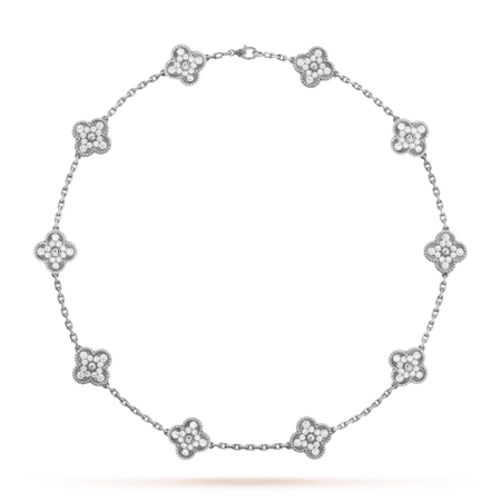vintage alhambra necklace white gold diamond