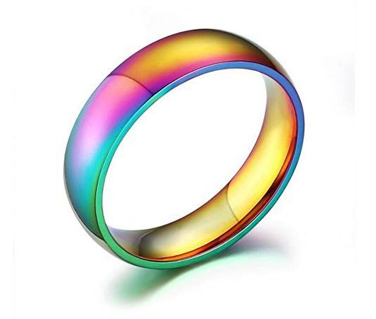 Acupress Rainbow Colorful Titanium Steel Rings Men/Womens Engagement Wedding Band