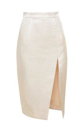 Clothing : Skirts : 'Kaia' Sparkly Ivory Thigh Split Skirt