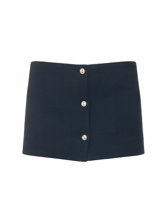 THOM BROWNE - Wool Crepe Low Rise Mini Skirt W/buttons