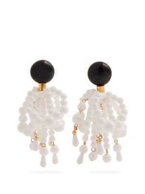 black and white tassled earrings