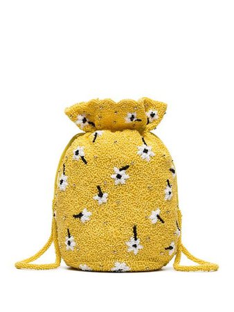 Ganni yellow Siltstone floral bead embellished bracelet bag $275 - Buy Online - Mobile Friendly, Fast Delivery, Price