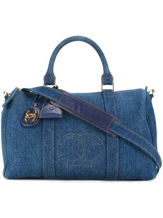 Shop blue Chanel Pre-Owned 1996-1997 Boston 2way travel bag with Express Delivery - Farfetch