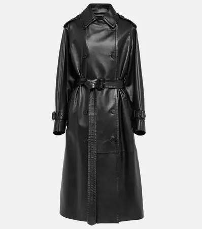 Benzy Leather Trench Coat in Black - The Row | Mytheresa