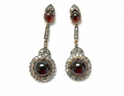 Victorian Garnet and Diamond Earrings