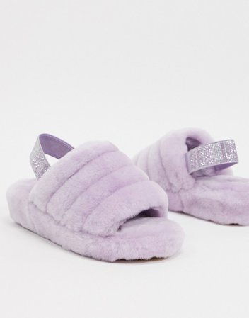 UGG Fluff Yeah Bling slide slippers in lilac | ASOS