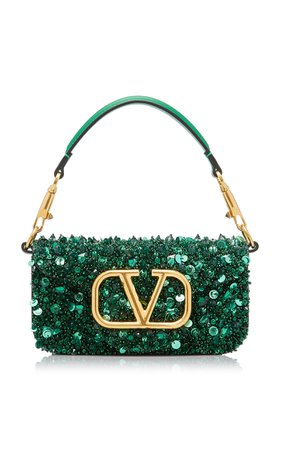 Valentino Garavani Small Embellished Loco Silk Shoulder Bag By Valentino | Moda Operandi