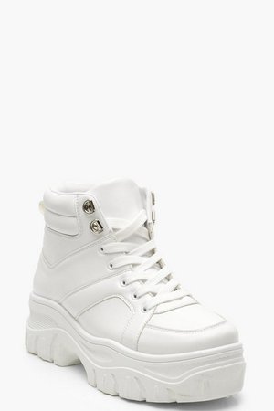 Lace Up Chunky High Top Sneakers | Boohoo