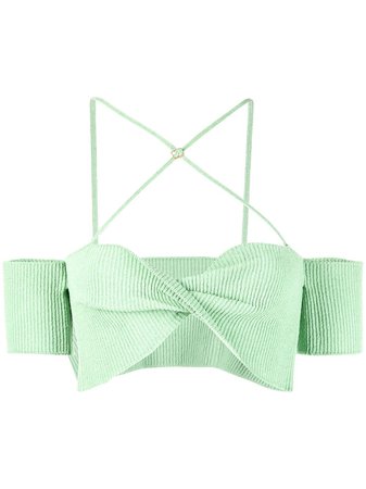 Shop green Jacquemus spaghetti-strap crop top with Express Delivery - Farfetch