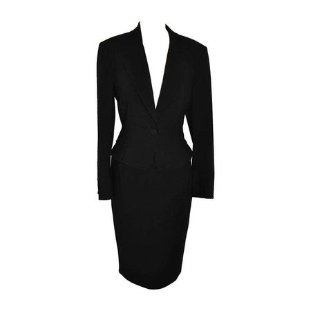 Guy Laroche 'Couture' Black Skirt Suit with Peplum Evening Jacket For Sale at 1stdibs