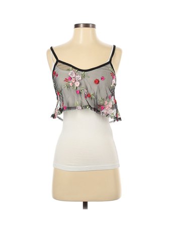 Nasty Gal Inc. sheer cropped Floral Black Sleeveless Blouse Size 4 - 68% off | thredUP