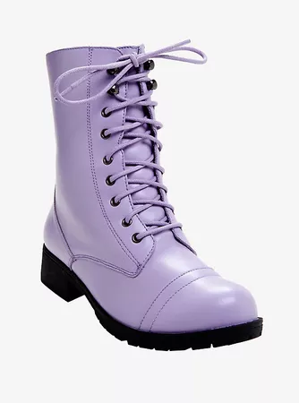 Lilac Combat Boots | Hot Topic