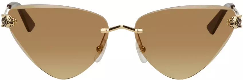 Cartier : Gold Triangular Sunglasses | SSENSE