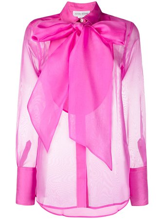 Victoria Beckham ruffle tie sheer blouse - FARFETCH