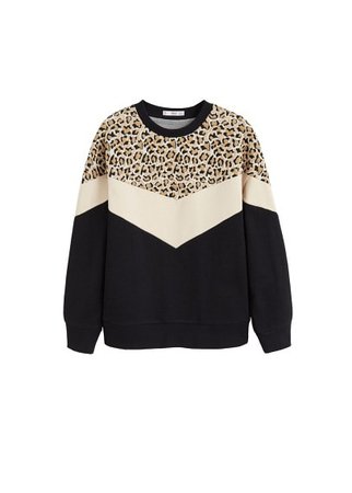 MANGO Leopard panel sweatshirt