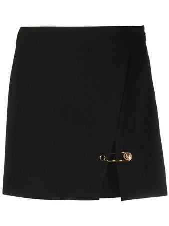 Shop black Versace Safety Pin accent mini skirt with Express Delivery - Farfetch