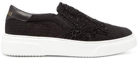 Beaded 19th Century Textile Slip On Trainers - Womens - Black