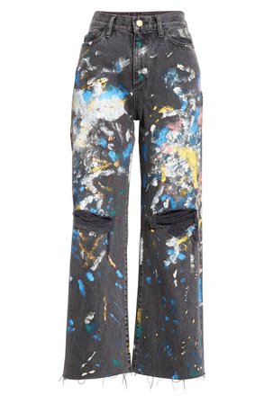 Simon Miller Paint Splatter Wide Leg Crop Jeans | Nordstrom