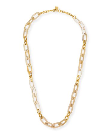 Ashley Pittman 40" Light Horn & Bronze Link Necklace