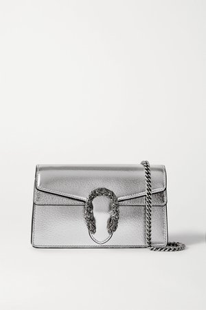 Silver Dionysus super mini metallic leather shoulder bag | Gucci | NET-A-PORTER