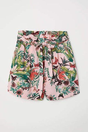 Shorts with Tie Belt - Pink