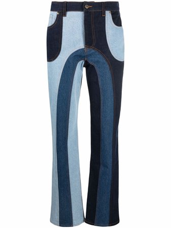 Ahluwalia patchwork-design straight-leg Jeans - Farfetch
