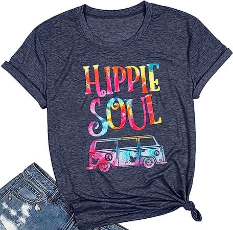 Hippie Soul Women Summer Tops 2023 Vintage Graphic Tee