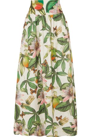 Agua by Agua Bendita | Tropic printed embroidered cotton maxi skirt | NET-A-PORTER.COM