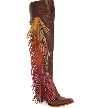 LANE BOOTS x Junk Gypsy Fringe Over the Knee Western Boot (Women) | Nordstrom