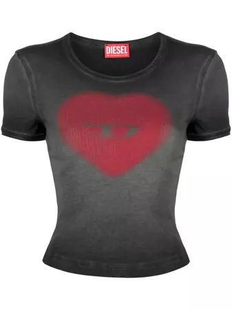 Diesel Logo heart-print Faded T-shirt - Farfetch