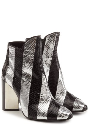 Leather Ankle Boots with Snakeskin Gr. FR 38