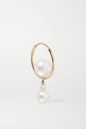 Gold Babylon Elipse 14-karat gold pearl hoop earring | Sophie Bille Brahe | NET-A-PORTER