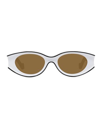 Loewe Two-Tone Acetate Inset Oval Sunglasses | Neiman Marcus