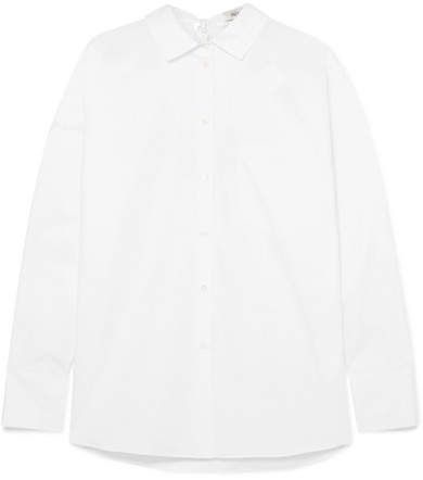 Oversized Printed Cotton-poplin Shirt - White