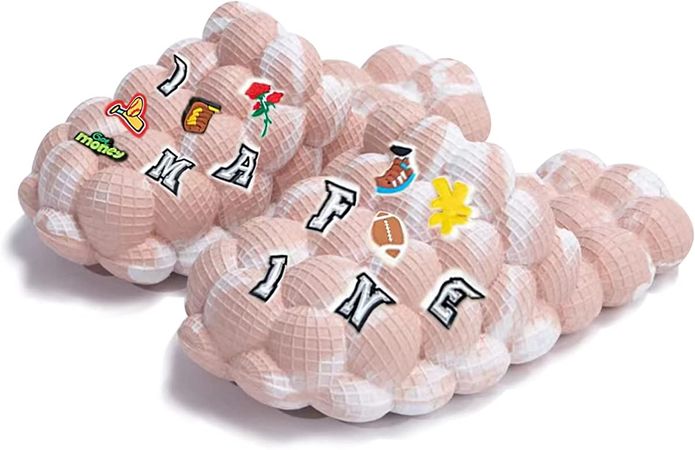 Amazon.com | Bubble Slides, Bubble Slippers,Funny Bubble Shoes, Unisex Breathable Beach Sandals, Non-slip Spa Slippers, Home Bedroom Shower Trendy Ball Slippers, Soft Pillow Stress Relief Slide(Pink White) | Slippers