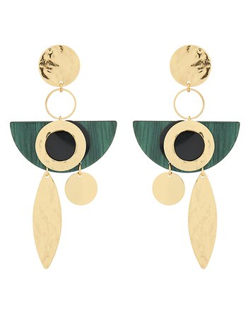 Resin Statement Shapes Earrings | Green | One Size | 6947173000 | Accessorize