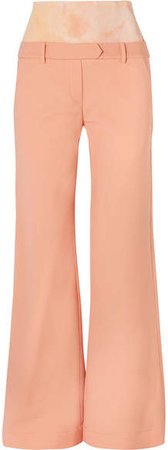 Stretch Jersey-paneled Crepe Flared Pants - Peach