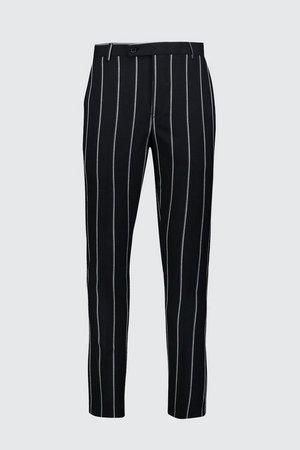 Wide Set Stripe Skinny Fit Suit Trouser | Boohoo