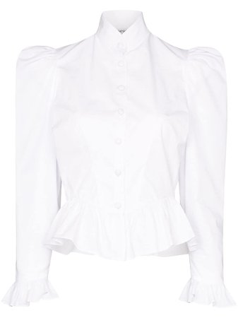 Batsheva High Neck Buttoned Blouse BHT0013 White | Farfetch